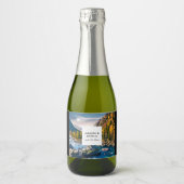 川と山の景勝写真結婚の スパークリングワインラベル (正面)