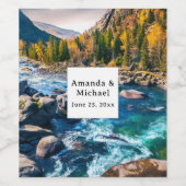 川と山の景勝写真結婚の ワインラベル (シングルラベル)