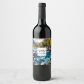 川と山の景勝写真結婚の ワインラベル (正面)