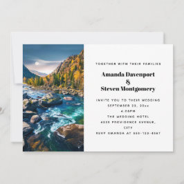 川と山の景勝写真結婚の 招待状