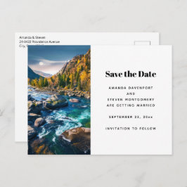 川と山の景勝写真結婚の 案内ポストカード