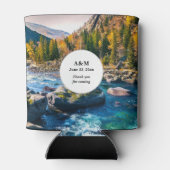 川と山の景勝写真結婚の 缶クーラー (裏面)
