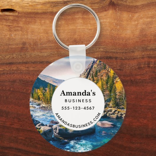 川と山の風光明媚な写真事業 キーホルダー (裏面)