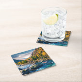 川と山の風光明媚な写真 スクエアペーパーコースター (インサイチュ)