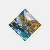 川と山の風光明媚な写真 スタンダードカクテルナプキン (角)