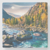 川と山の風光明媚な写真 ストーンコースター (正面)