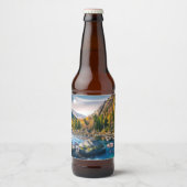 川と山の風光明媚な写真 ビールラベル (正面)