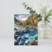 川と山の風光明媚な写真 ポストカード (スタンド正面)