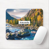 川と山の風光明媚な写真 マウスパッド (マウス)