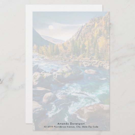 川と山の風光明媚な写真 便箋 (正面/裏面)
