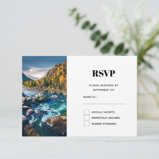 川と山の風光明媚な写真 出欠カード (スタンド正面)