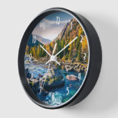 川と山の風光明媚な写真 壁時計 (傾斜)