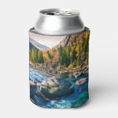 川と山の風光明媚な写真 缶クーラー (缶正面)