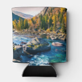 川と山の風光明媚な写真 缶クーラー (裏面)