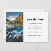 川と山の風景写真のウェディング セーブザデート (正面)