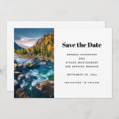川と山の風景写真のウェディング セーブザデート (正面/裏面)