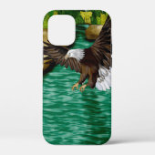 川と山飛んでいるの上にハゲのワシ Case-Mate iPhoneケース (裏面)