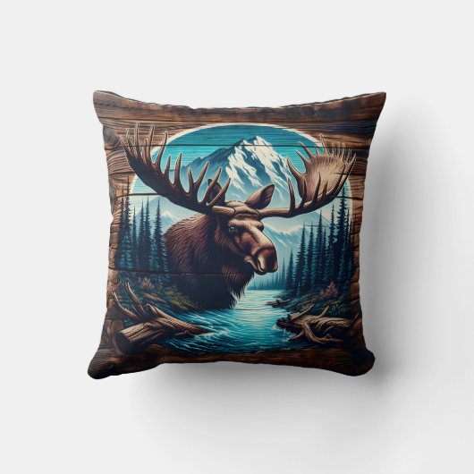 川と木が茂る山水の中をムース クッション (裏面)