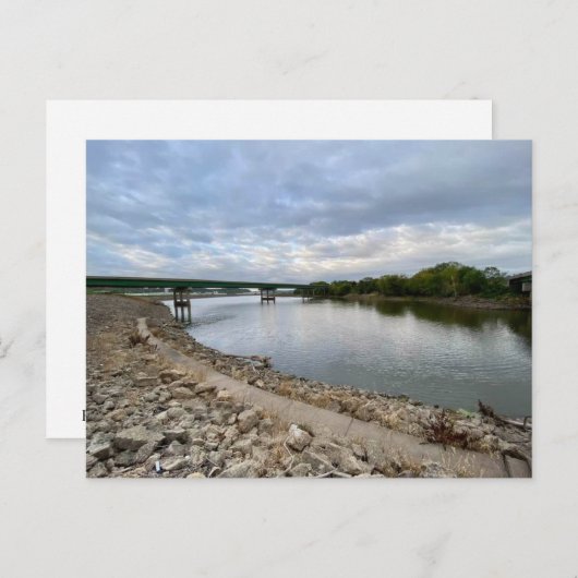 川と橋の曇り日のことわざこんにちは ポストカード (正面/裏面)