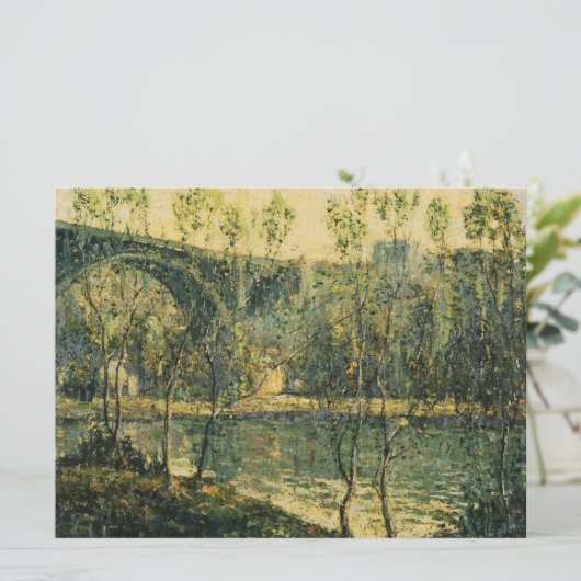 川と橋の風景:春朝 カード (スタンド正面)