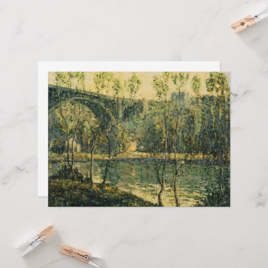 川と橋の風景：春朝 カード (正面/裏面インサイチュ)