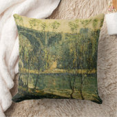 川と橋の風景：春朝 クッション (ブランケット)