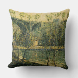川と橋の風景：春朝 クッション