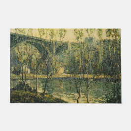 川と橋の風景：春朝 ドアマット