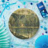 川と橋の風景：春朝 ペーパープレート (パーティー)