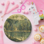 川と橋の風景：春朝 ペーパープレート (パーティー)