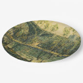 川と橋の風景：春朝 ペーパープレート (アングル)