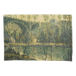 川と橋の風景：春朝 枕カバー