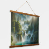 川と滝の素晴らしい景色 吊り下げ型タペストリー (傾斜あり)