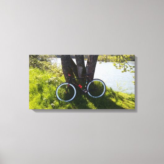 川と焼走き物が波紋を広げる キャンバスプリント (正面)