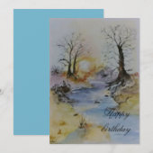 川と風景の水色の夕日 (正面/裏面)