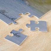 川と風景の水色の夕日 ジグソーパズル (側面)