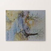 川と風景の水色の夕日 ジグソーパズル (横)