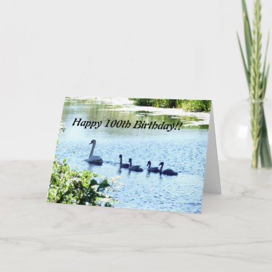 川にいるコビトヒナのスワン カード (正面)