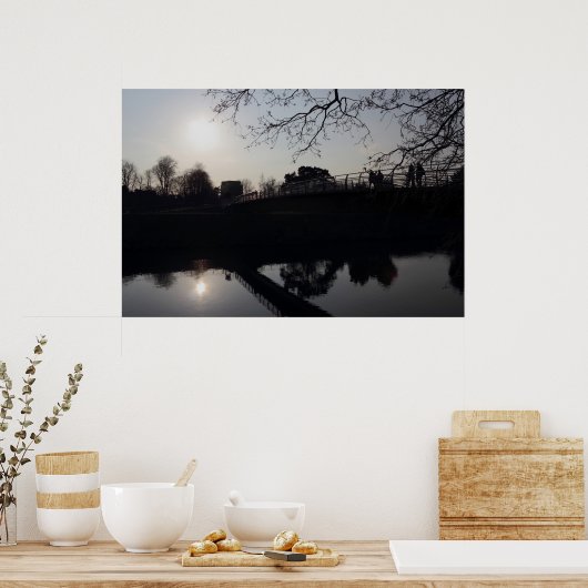 川にかかる歩橋 ポスター (キッチン)