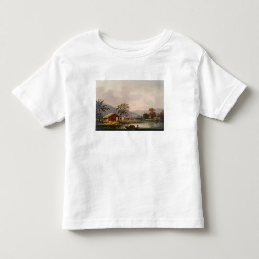 川にくねりのあたりのSampanを導く姿 トドラーTシャツ (正面)