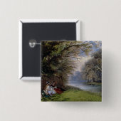 川による若い女性 缶バッジ (正面&裏面)