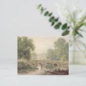 川に架かる石橋のある樹木の風景 ポストカード (スタンド正面)