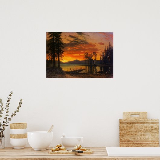 川に沈む夕日 ポスター (キッチン)