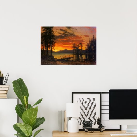 川に沈む夕日 ポスター (ホームオフィス)