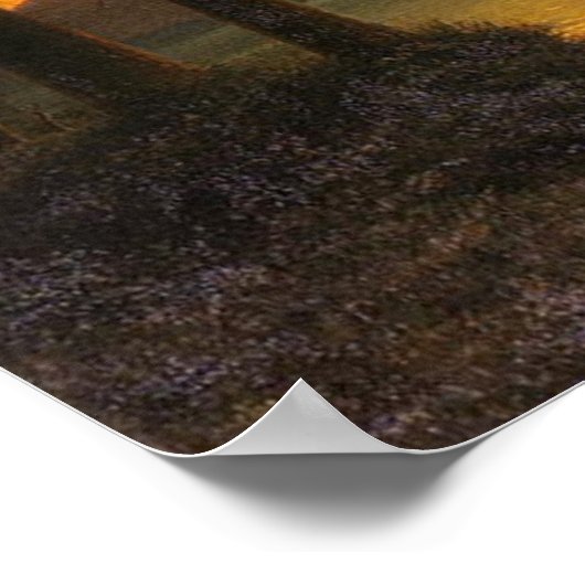 川に沈む夕日 ポスター (角)