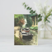 川に浮かぶボート ポストカード (スタンド正面)