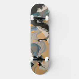 川に浮かぶ鶴 スケートボード