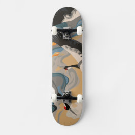 川に浮かぶ鶴 スケートボード