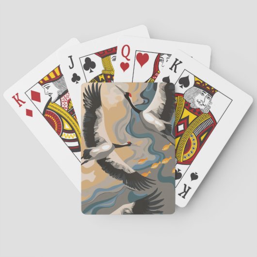川に浮かぶ鶴 トランプ (裏面)