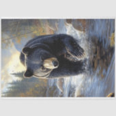 川に黒いクマのイラストレーション切り離し 薄葉紙 (正面)